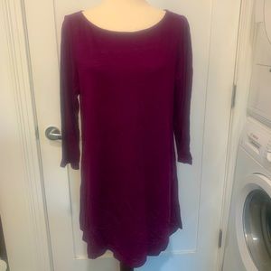 Eileen Fisher Organic Linen Plum Boat Neck Tunic Top Dress